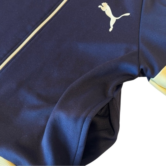 Vintage 70s Puma Track Jacket Full Zip Warmup Cream Navy Blue XL Retro Sporty - Picture 6 of 9